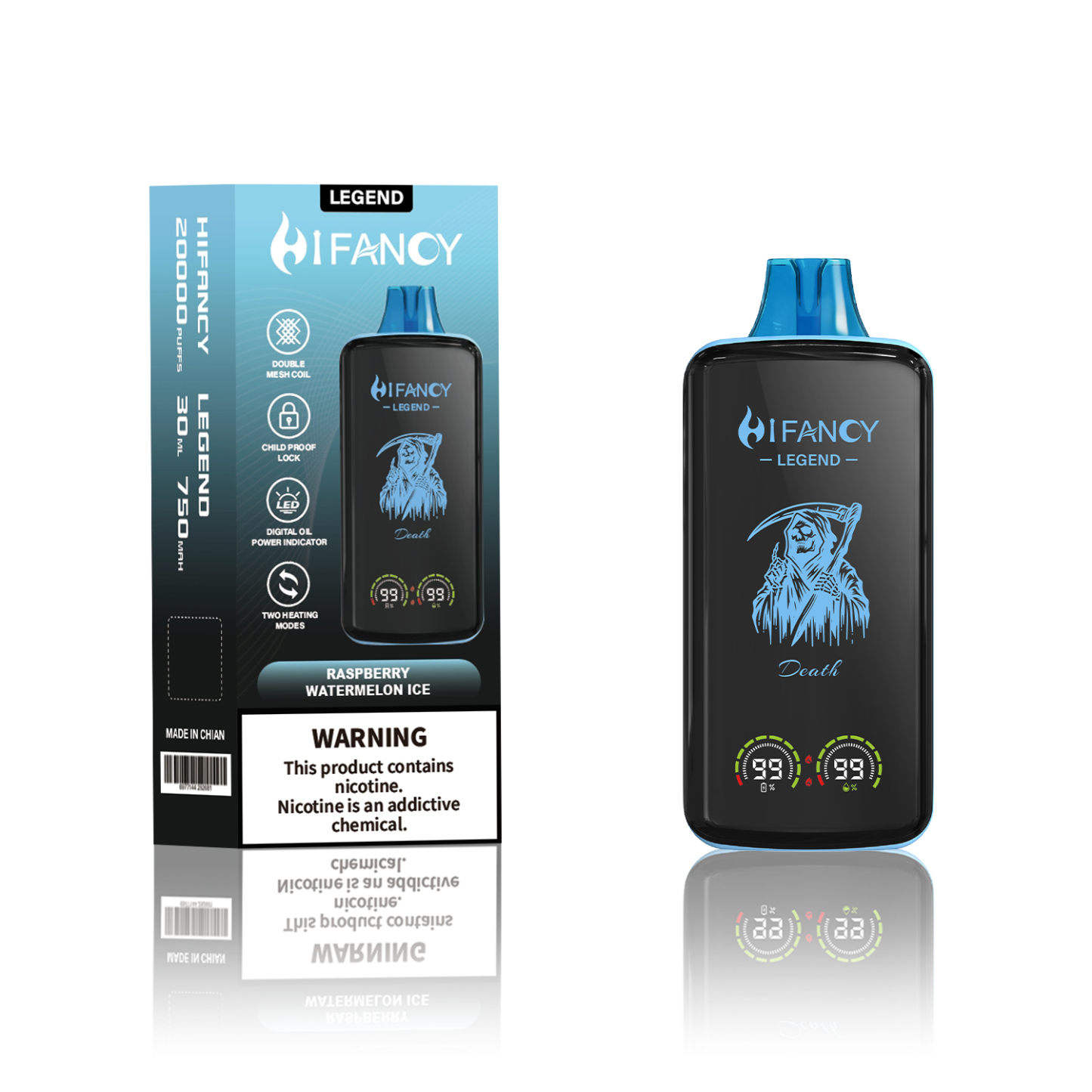 EU Warehouse Original Hifancy Legend 20000 Puffs Disposable Vape 16K Puff Electronic Cigarette Display Digital Box 35ml 2% 3% 5% Nic Wholesale Vape Pen Vaper