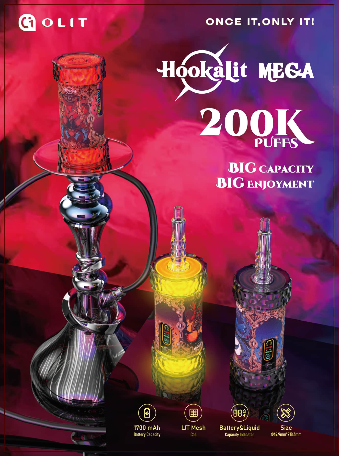 Olit HOOKALIT Mega 200K Puffs Vape