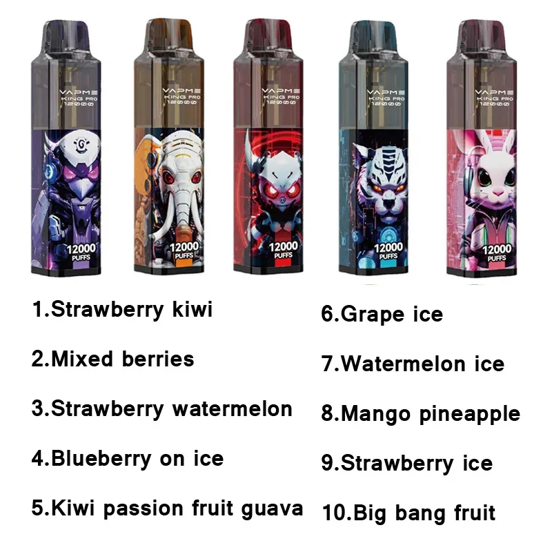 Original VAPME KING PRO 12K E Cigarette Kit 12000 Puffs Disposable E-cigarettes Vape 850mAh Rechargeable RGB Mesh Coil 10 Flavors 0/2/3/5%-Ecloudvaping