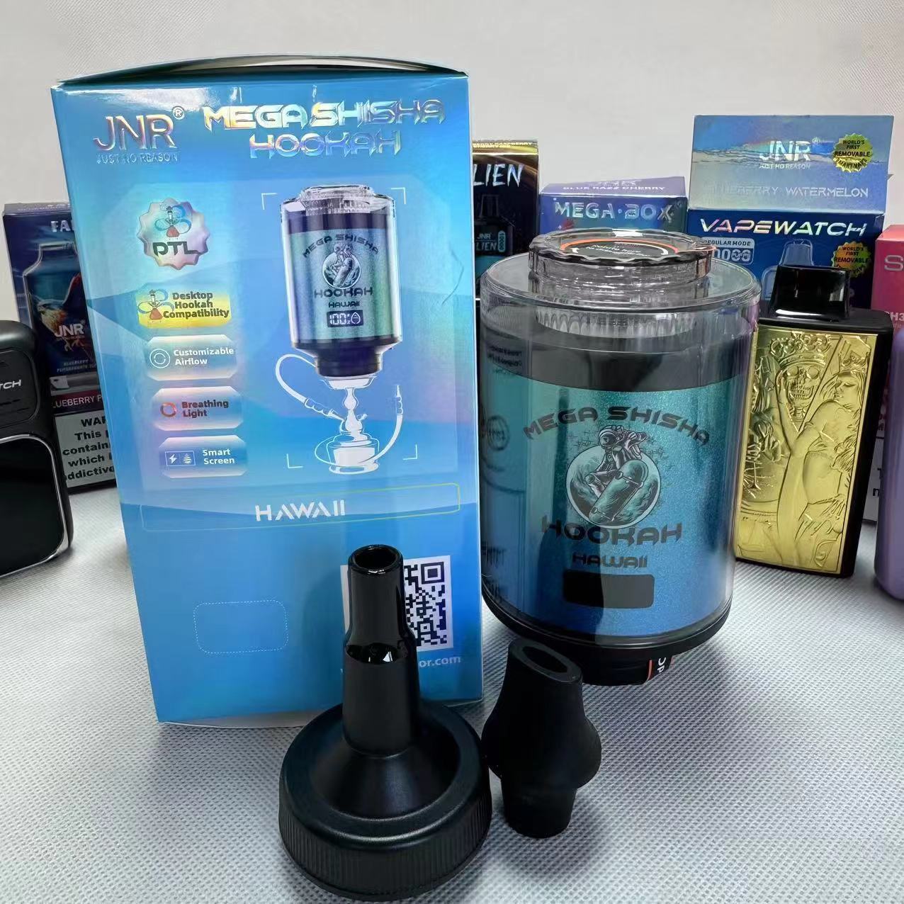 Jnr Mega Shisha Hookah 100000 Puffs 100K Vape Desktop Hookah Compatibility 12 Flavors to Breathing Light Customizable Airflow