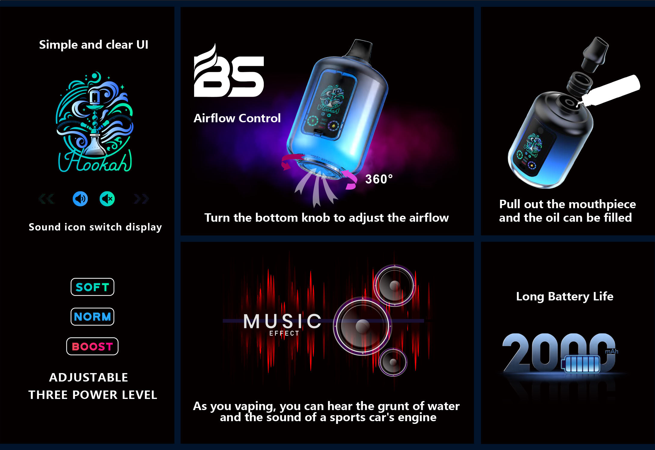 BS Breze Stiik 100000 Puffs Shisha Hookah 100000 Puffs Vape 100K Desktop Hookah Vapor Ecigarette Wape 12 Flavors 