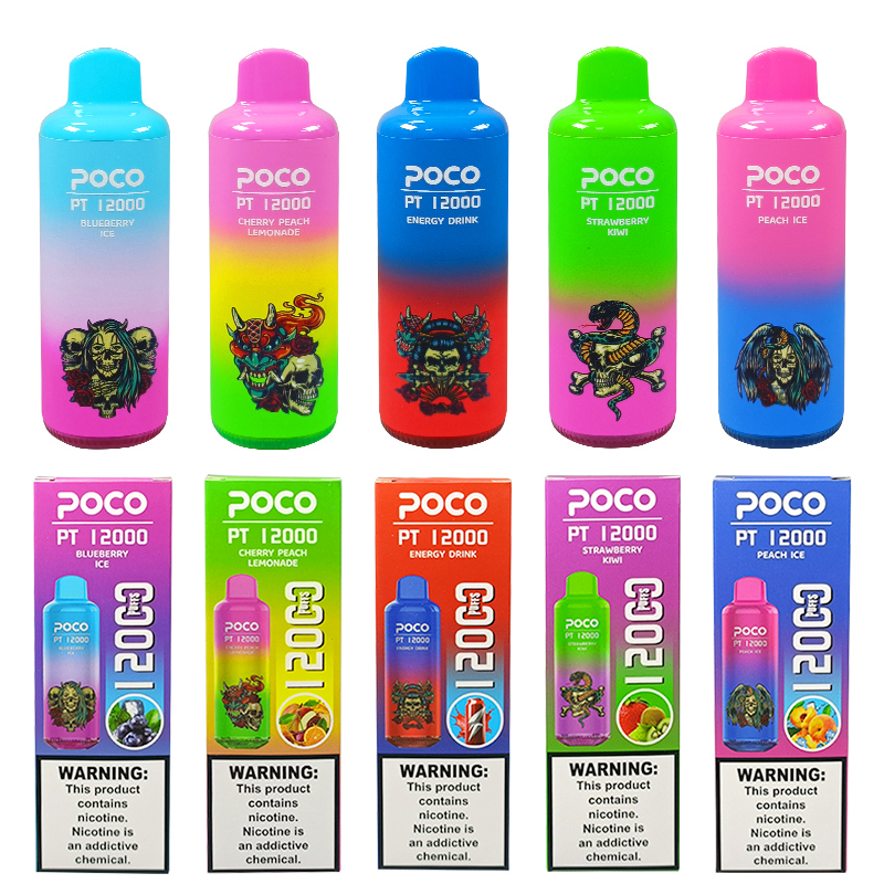 EU USA Warehouse Original POCO PT12000  Disposable 650mah Vape Electronic Cigarette Vape Pen Rechargeable Airflow Adjustable 22ml 10 Flaovrs-Ecloudvaping