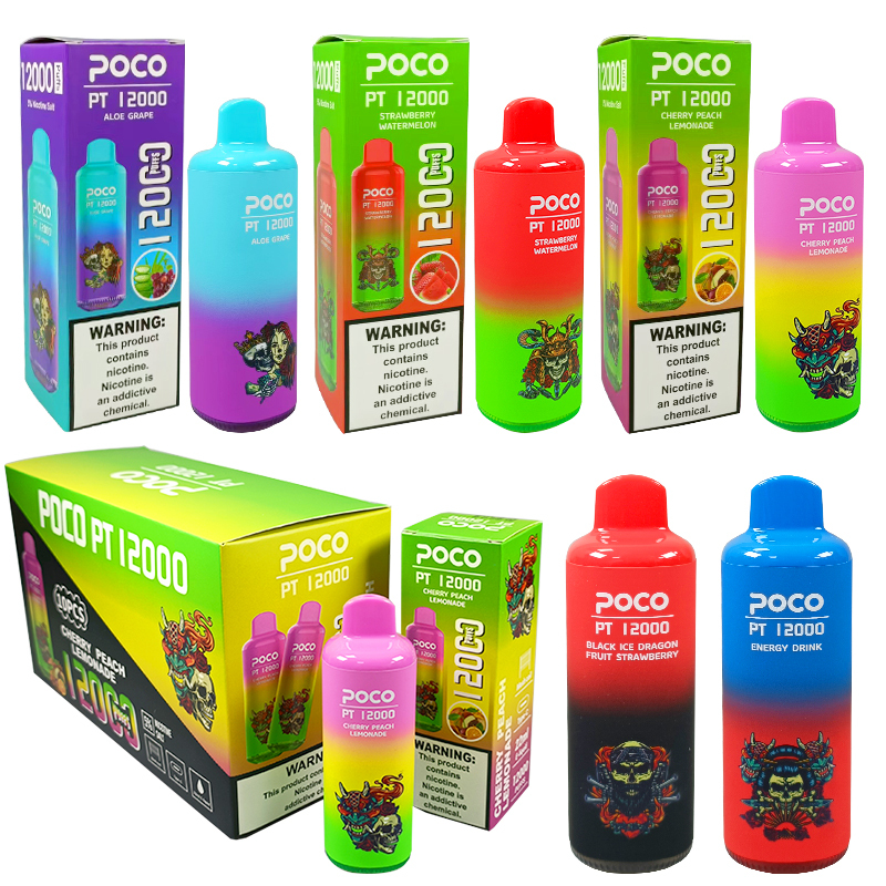 EU USA Warehouse Original POCO PT12000  Disposable 650mah Vape Electronic Cigarette Vape Pen Rechargeable Airflow Adjustable 22ml 10 Flaovrs-Ecloudvaping