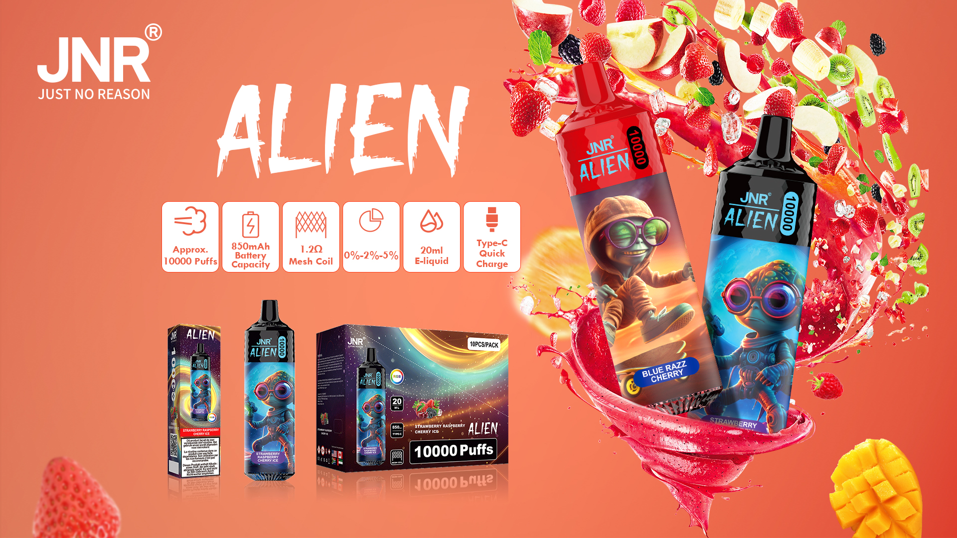 JNR Alien 10000 Puffs OEM Hot Sell Disposable Vape Puff Bar Randm 9000I Vape