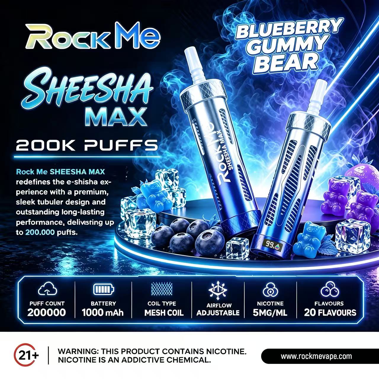 RockMe Shisha Max 200k Puffs Vape