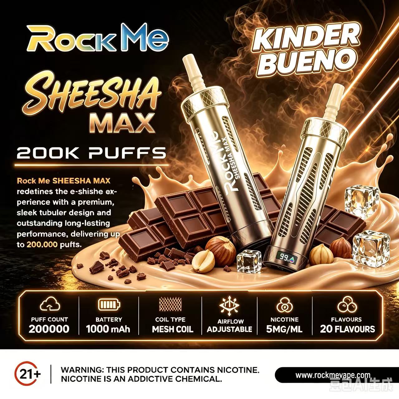 RockMe Shisha Max 200k Puffs Vape