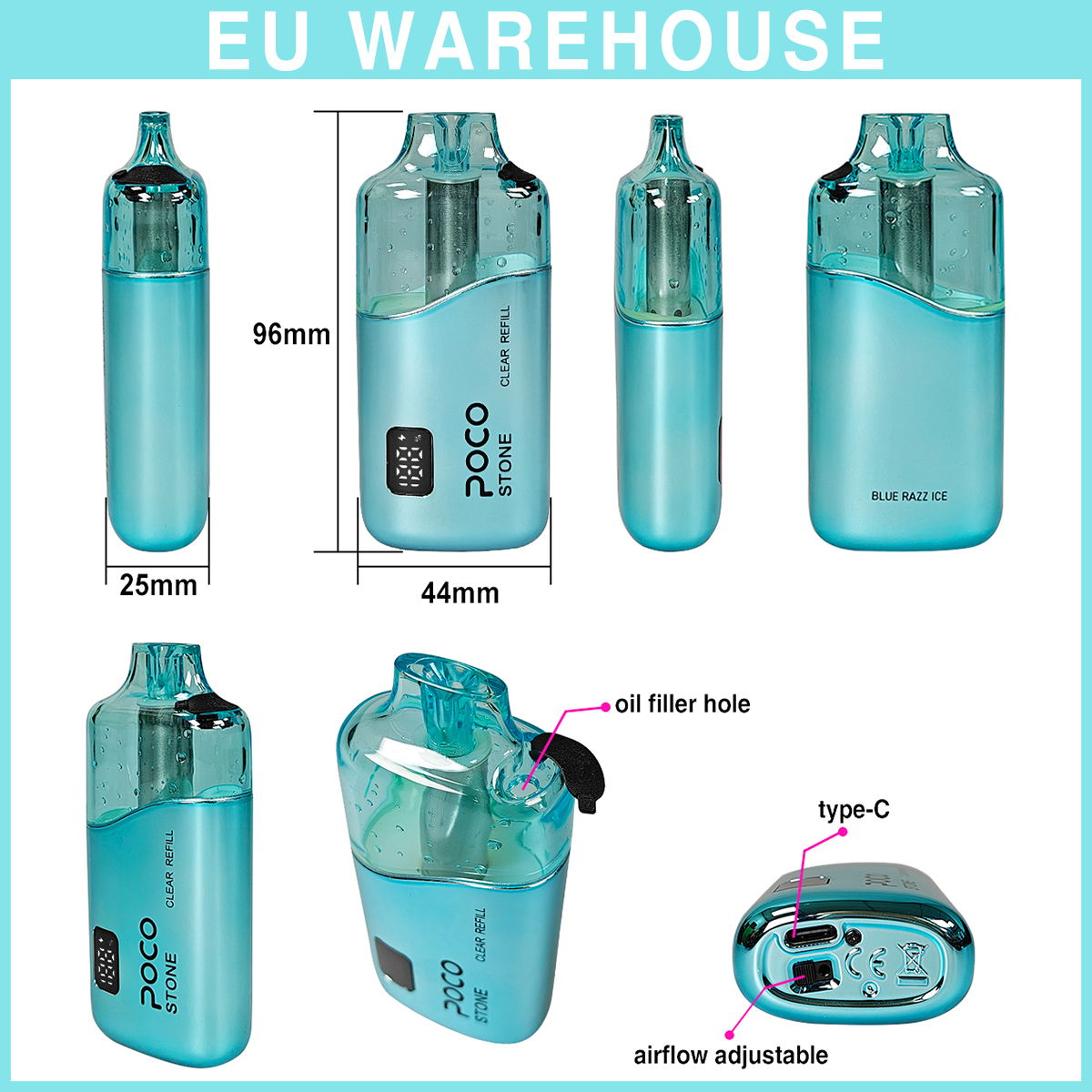 Poco Stone Vape 75000 75K Puffs Rechargeable Disposable Vape Airflow Factory 50K 60K 80K 100K 120K Electronic Cigarette Wholesale Refillable Liquid