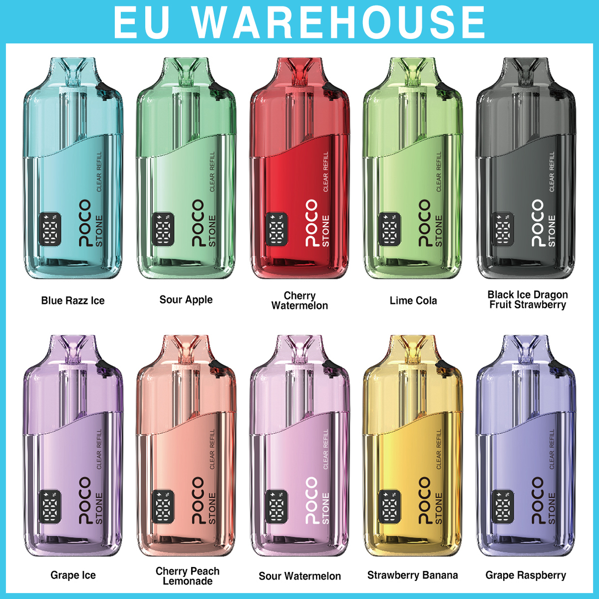 Poco Stone Vape 75000 75K Puffs Rechargeable Disposable Vape Airflow Factory 50K 60K 80K 100K 120K Electronic Cigarette Wholesale Refillable Liquid