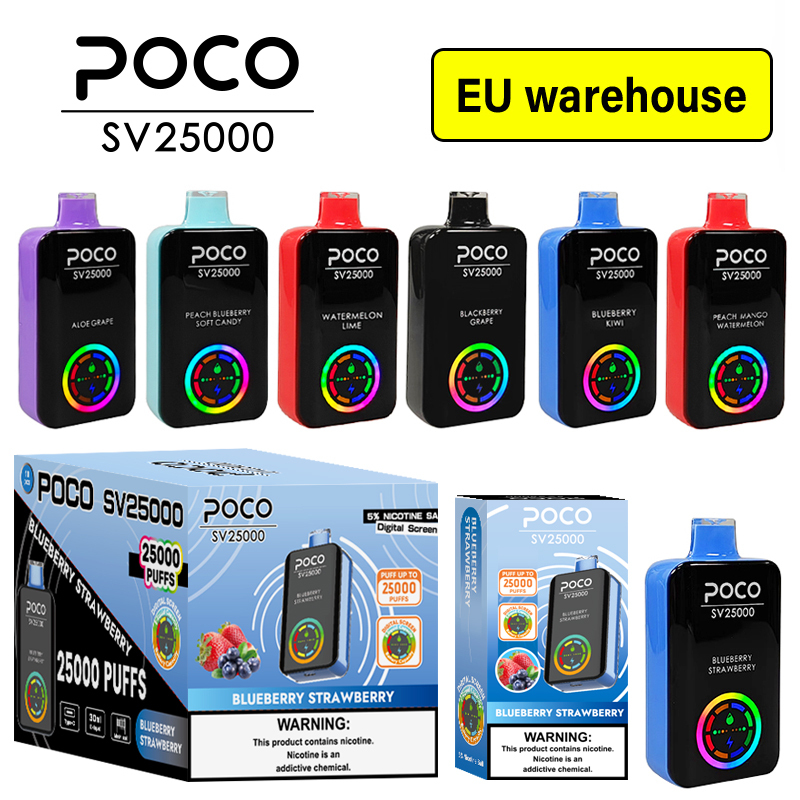 EU Warehouse Poco Sv 25000 25K Puffs Digital Screen Disposable Vape Wholesale E Cigarette