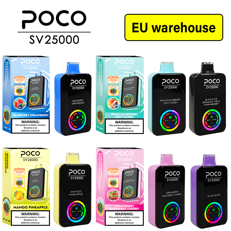 EU Warehouse Poco Sv 25000 25K Puffs Digital Screen Disposable Vape Wholesale E Cigarette