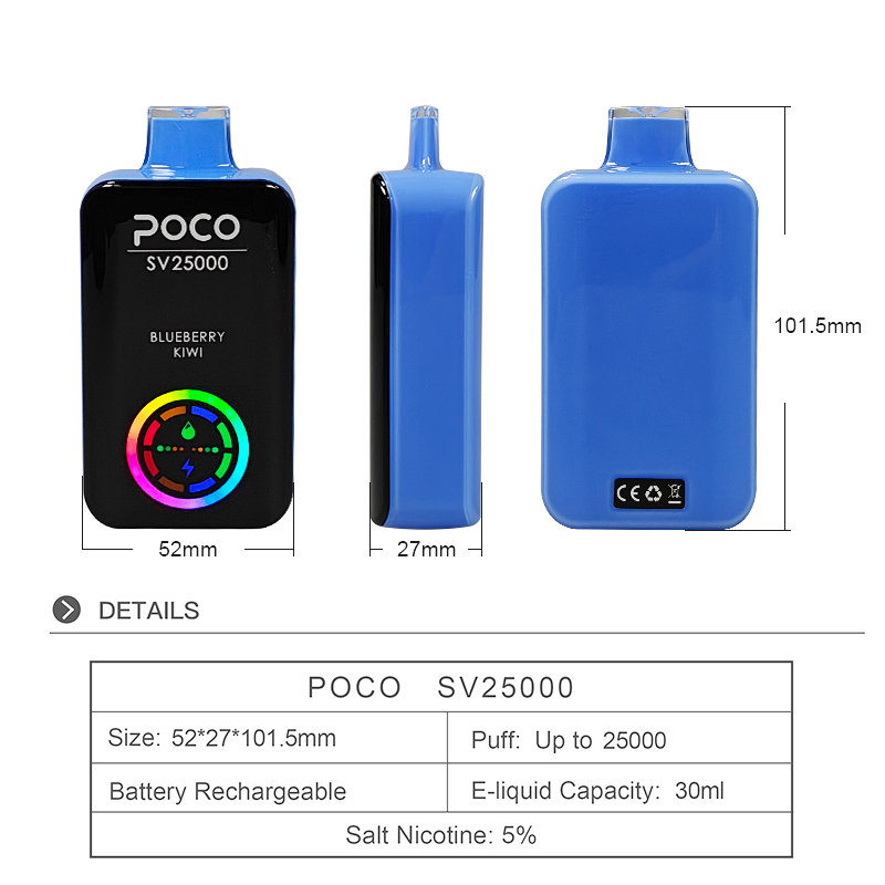 EU Warehouse Poco Sv 25000 25K Puffs Digital Screen Disposable Vape Wholesale E Cigarette