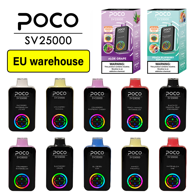 EU Warehouse Poco Sv 25000 25K Puffs Digital Screen Disposable Vape Wholesale E Cigarette
