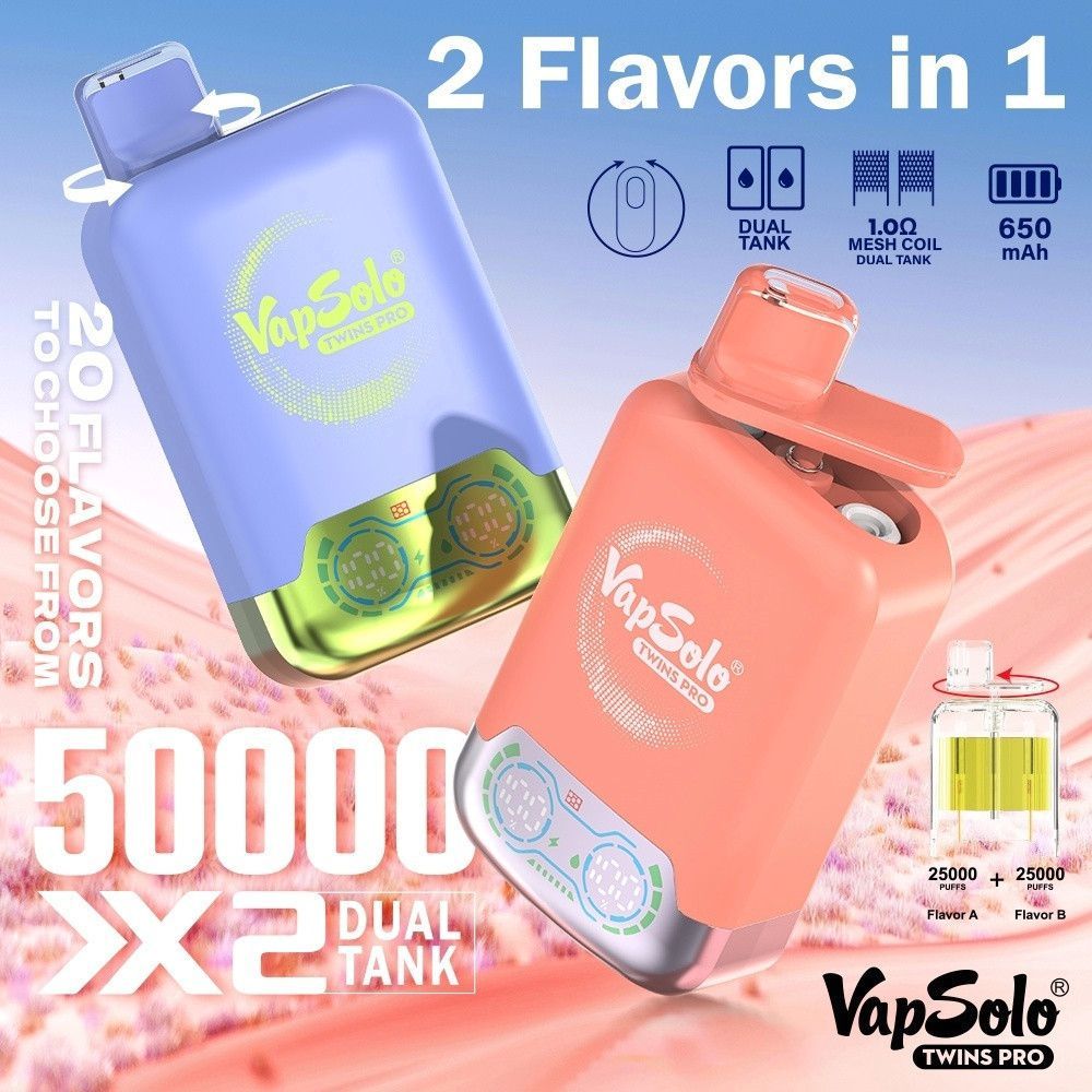 EU Germany Spain warehouse Vapsolo 50k puffs twins pro Disposable Vape pen Wholesale Electronic Cigarette Vaper