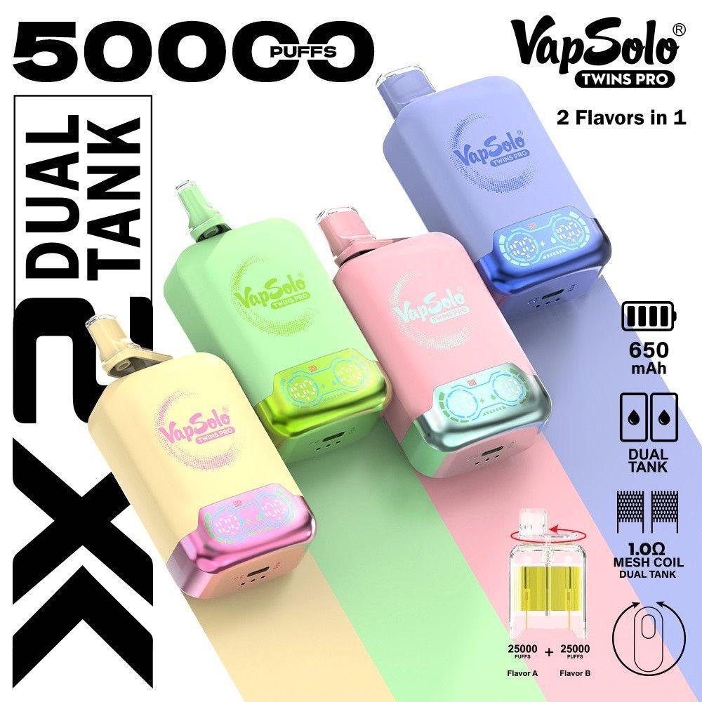 EU Germany Spain warehouse Vapsolo 50k puffs twins pro Disposable Vape pen Wholesale Electronic Cigarette Vaper