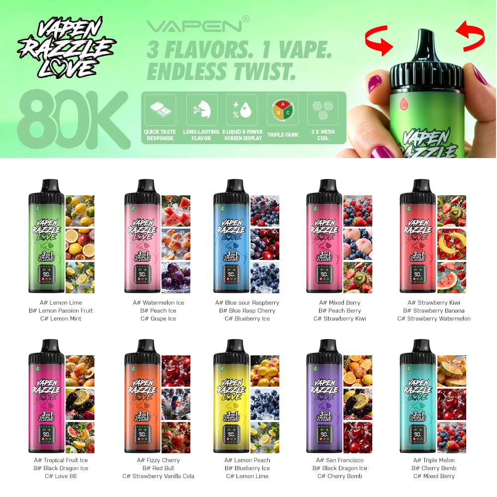 VAPEN RAZZLE 80K 3IN1 Flavors Disposable Electronic Cigarette Wholesale I Vape Pen