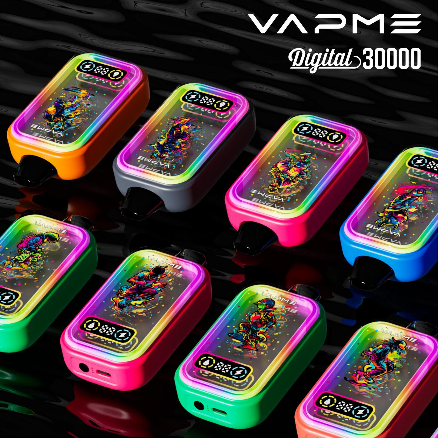 100% Original Vapme Digital 30000 Puff Vape 12 Flavor Disposable Vape Disposable Electronic Cigarette Wholesale I Vape E Cig Vaper with LED Mirror