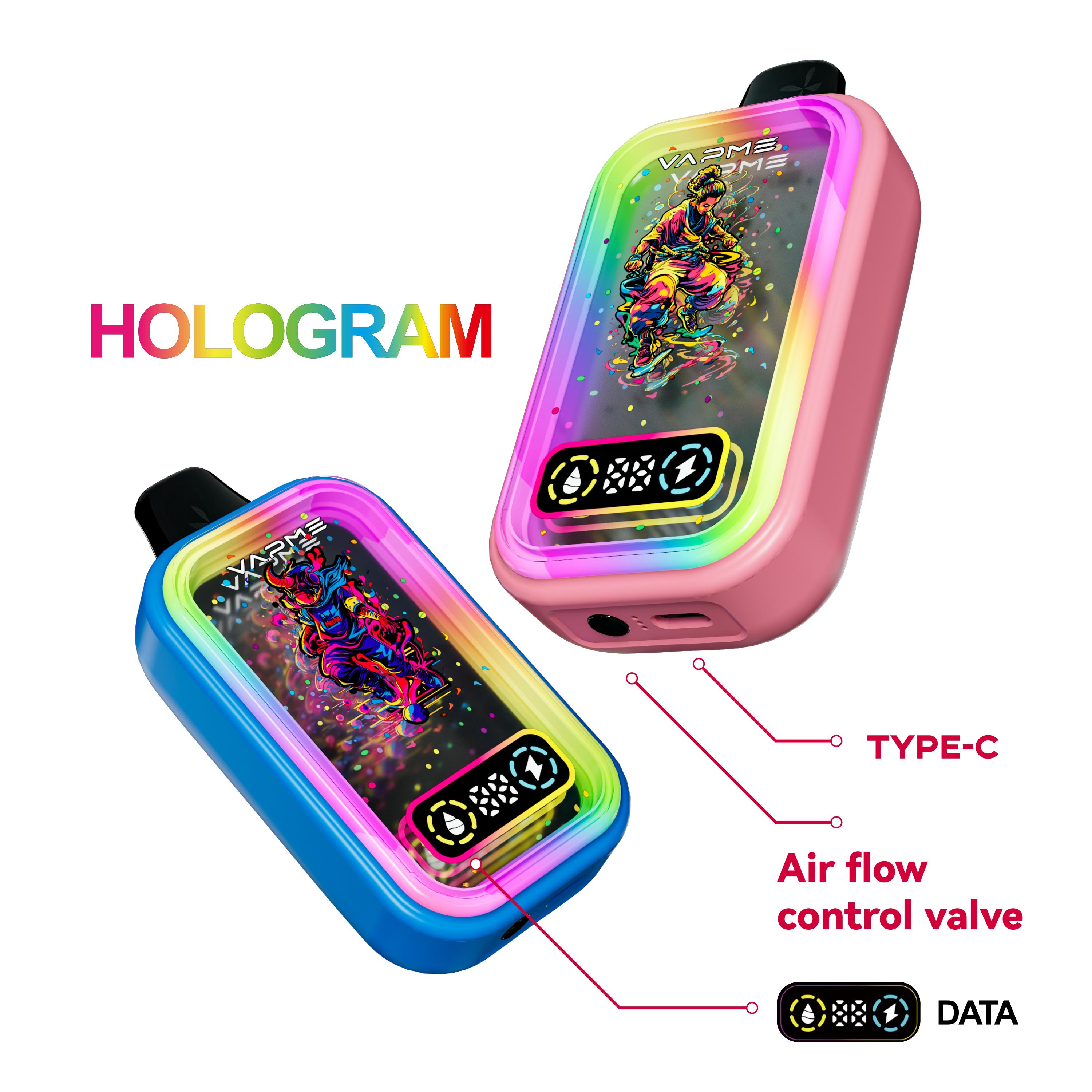 100% Original Vapme Digital 30000 Puff Vape 12 Flavor Disposable Vape Disposable Electronic Cigarette Wholesale I Vape E Cig Vaper with LED Mirror