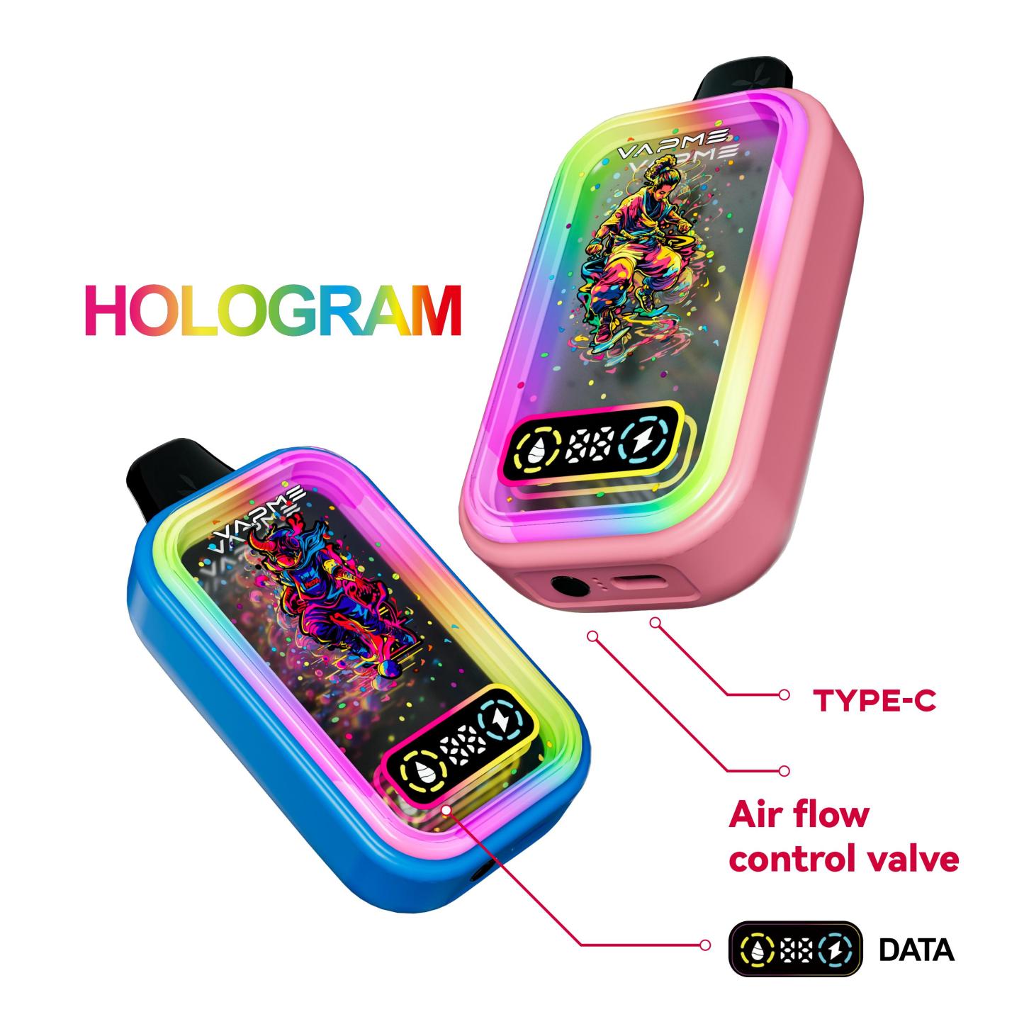 100% Original Vapme Digital 30000 Puff Vape 12 Flavor Disposable Vape Disposable Electronic Cigarette Wholesale I Vape E Cig Vaper with LED Mirror