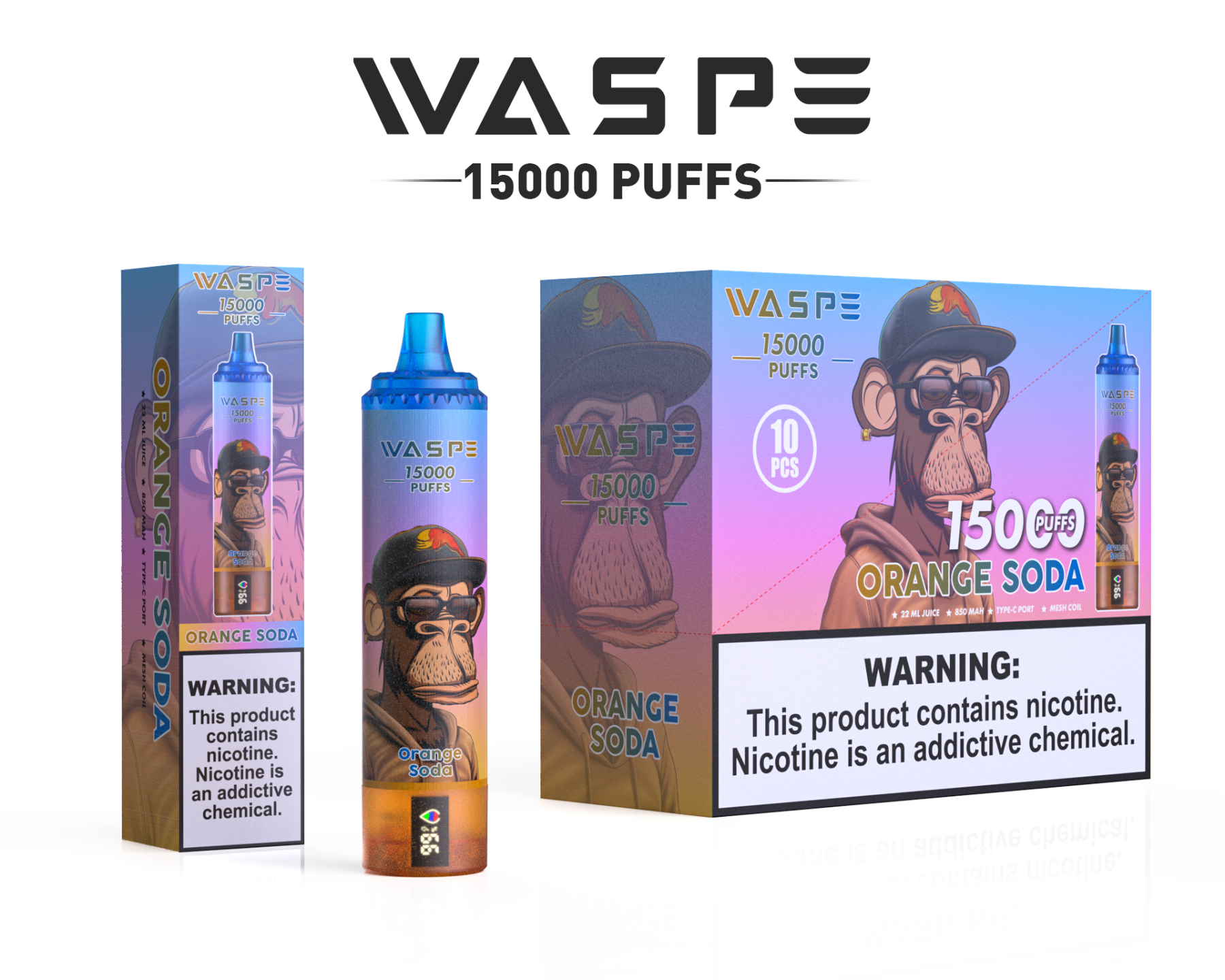 Waspe 15000 Puffs Disposable Vapecigarette Shisha Vaper Electronic Cigarette Wholesale I Vape Pen Style Bar