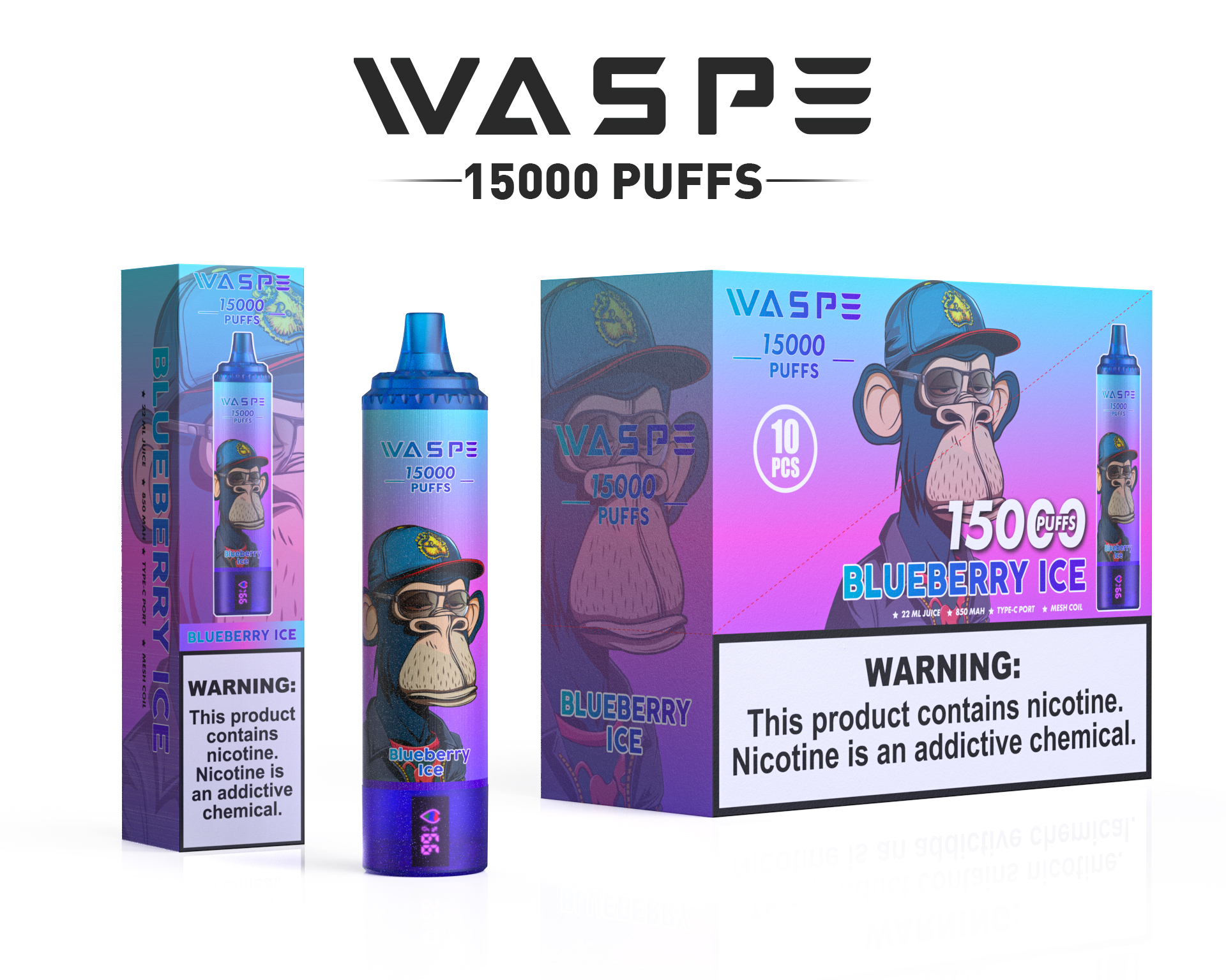 Waspe 15000 Puffs Disposable Vapecigarette Shisha Vaper Electronic Cigarette Wholesale I Vape Pen Style Bar