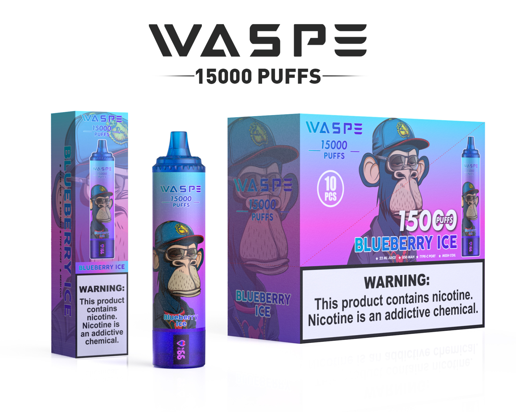 Waspe 15000 Puffs Disposable Vapecigarette Shisha Vaper Electronic Cigarette Wholesale I Vape Pen Style Bar