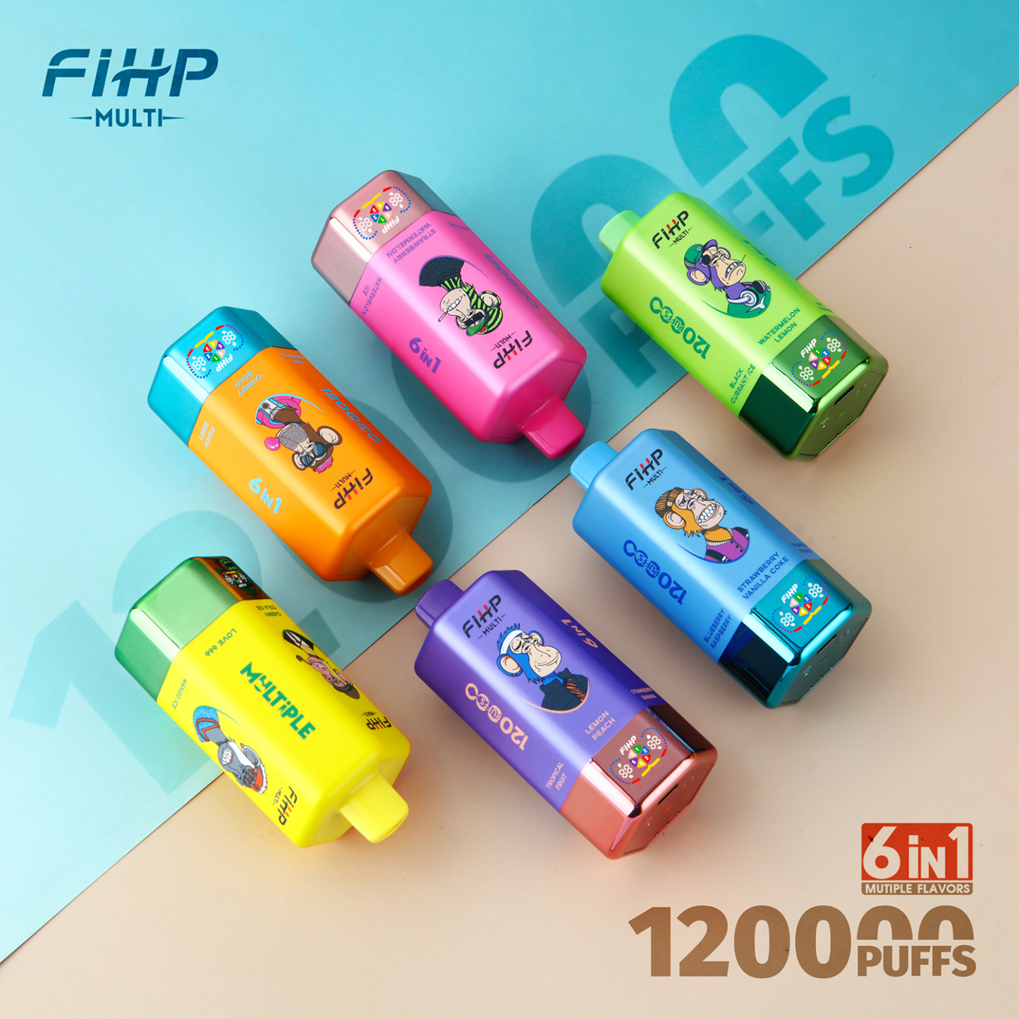 Fihp 120K Puffs 6in1 Multi Tastes 120000 Vapedisposable Vape 6in1 Flavor Bang 150K 100K 110K Puff Vape Factory Wholesale