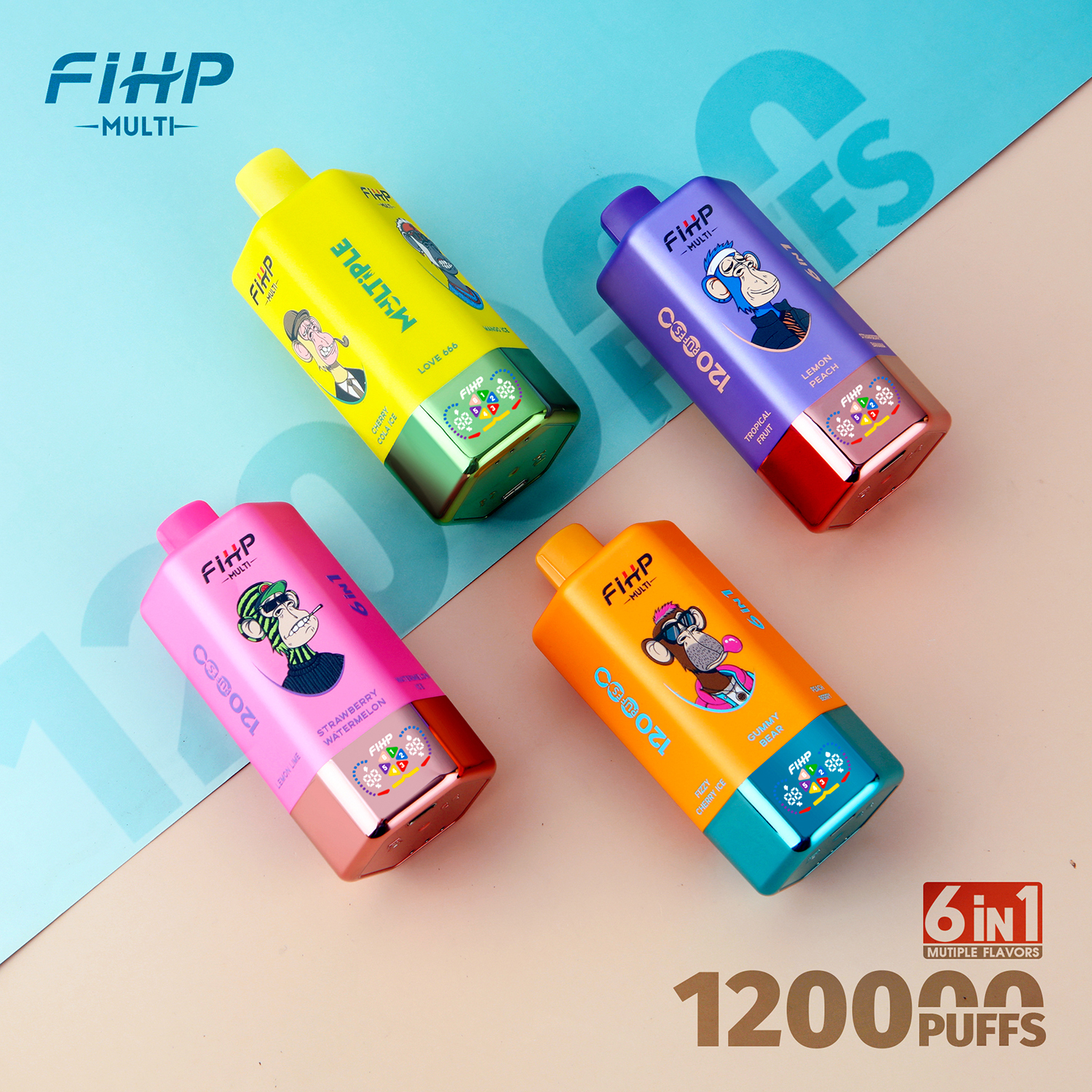 Fihp 120K Puffs 6in1 Multi Tastes 120000 Vapedisposable Vape 6in1 Flavor Bang 150K 100K 110K Puff Vape Factory Wholesale