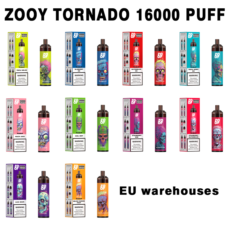 EU Warehouse Germany Warehouse Electronic Smoking Cigarette Disposable Zooy Tornado 16000 Puffs Mesh Coil 24ml Vape 16K Puff