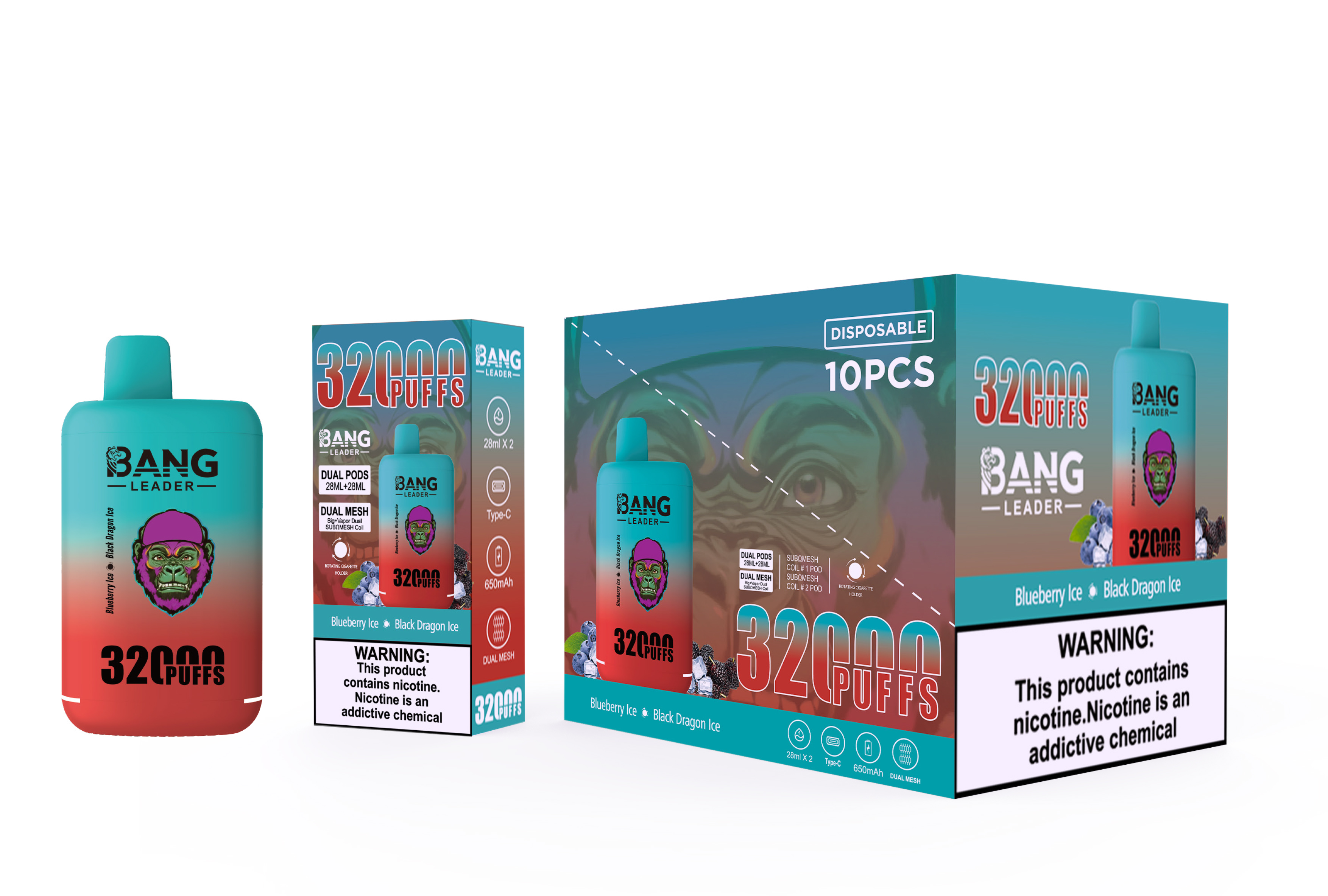 Electronic Cigarette Vapes Disposable Vape Tornado Puffs Puff 32K Double Flavors Bang Leader 32000