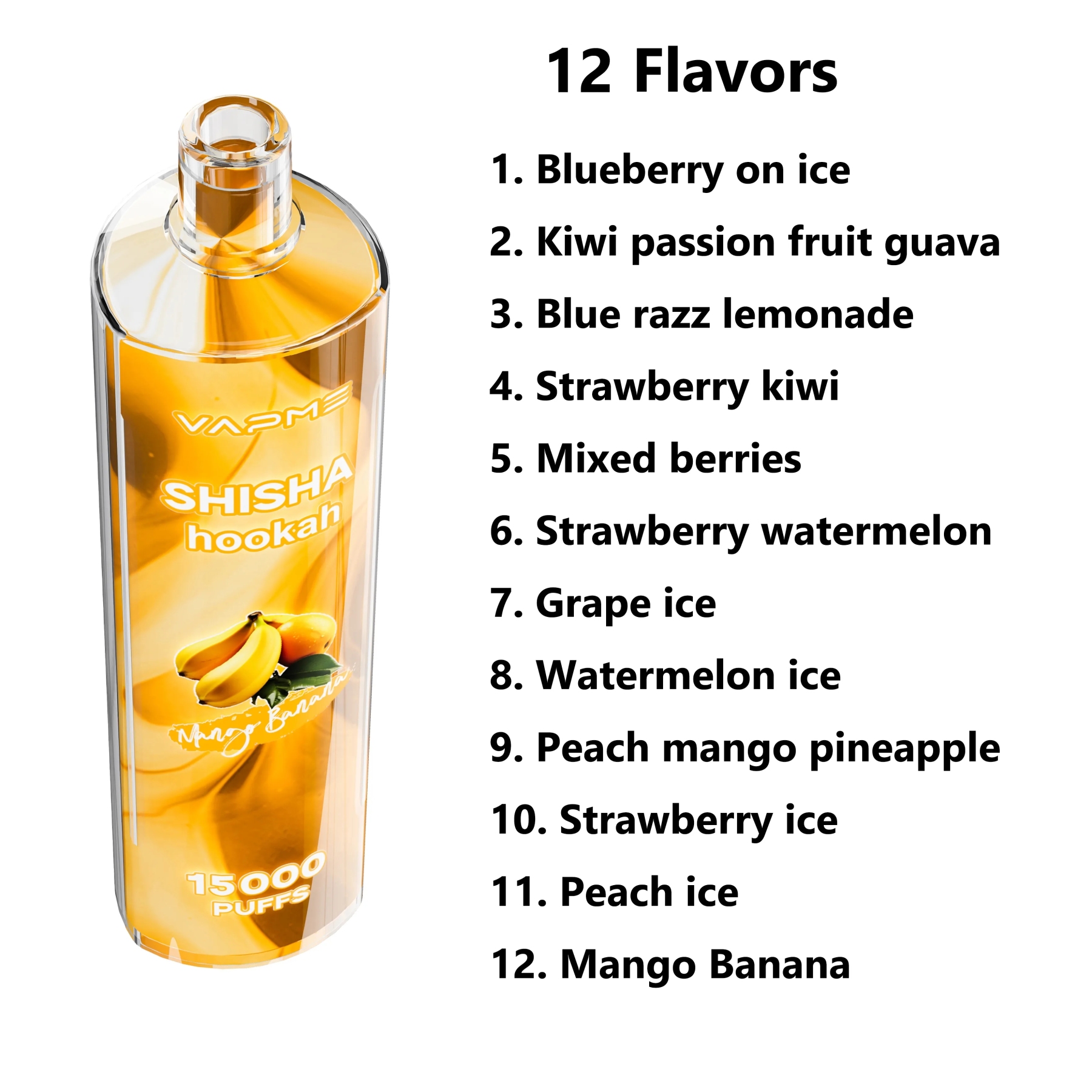  Original VAPME SHISHA Hookah 15000 Puffs Disposable Vape 0.6ohm Coil 650mAh Rechargeable Battery 25ml Prefilled Pod 12 Flavors E Cigarettes-Ecloudvaping