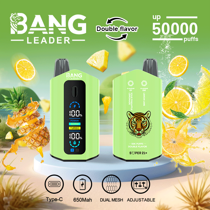 Bang Leader 50000 Puffs Dual Flavors Smart Screen Wholesale Vape Pen Bang 50K Puff Electronic Cigarette