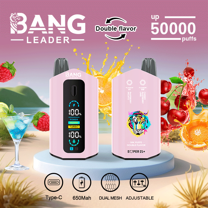 Bang Leader 50000 Puffs Dual Flavors Smart Screen Wholesale Vape Pen Bang 50K Puff Electronic Cigarette