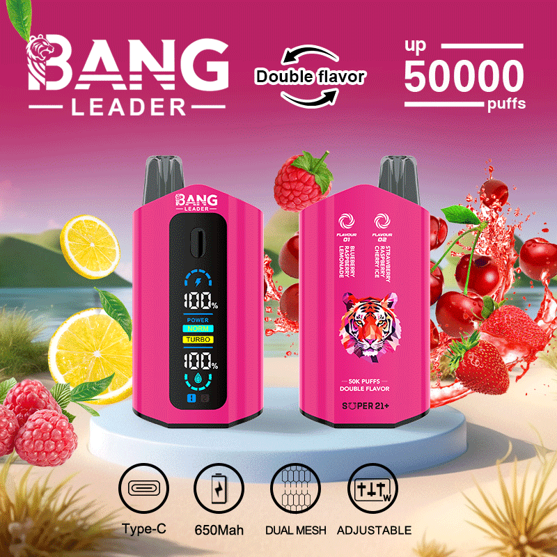 Bang Leader 50000 Puffs Dual Flavors Smart Screen Wholesale Vape Pen Bang 50K Puff Electronic Cigarette