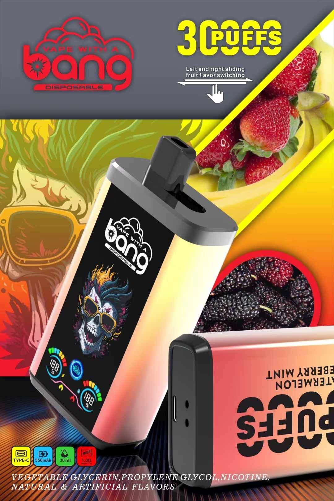 Original bang puff 30000 Shisha Vape Ecigs Factory Gorilla Vaporizer Large Screen Display