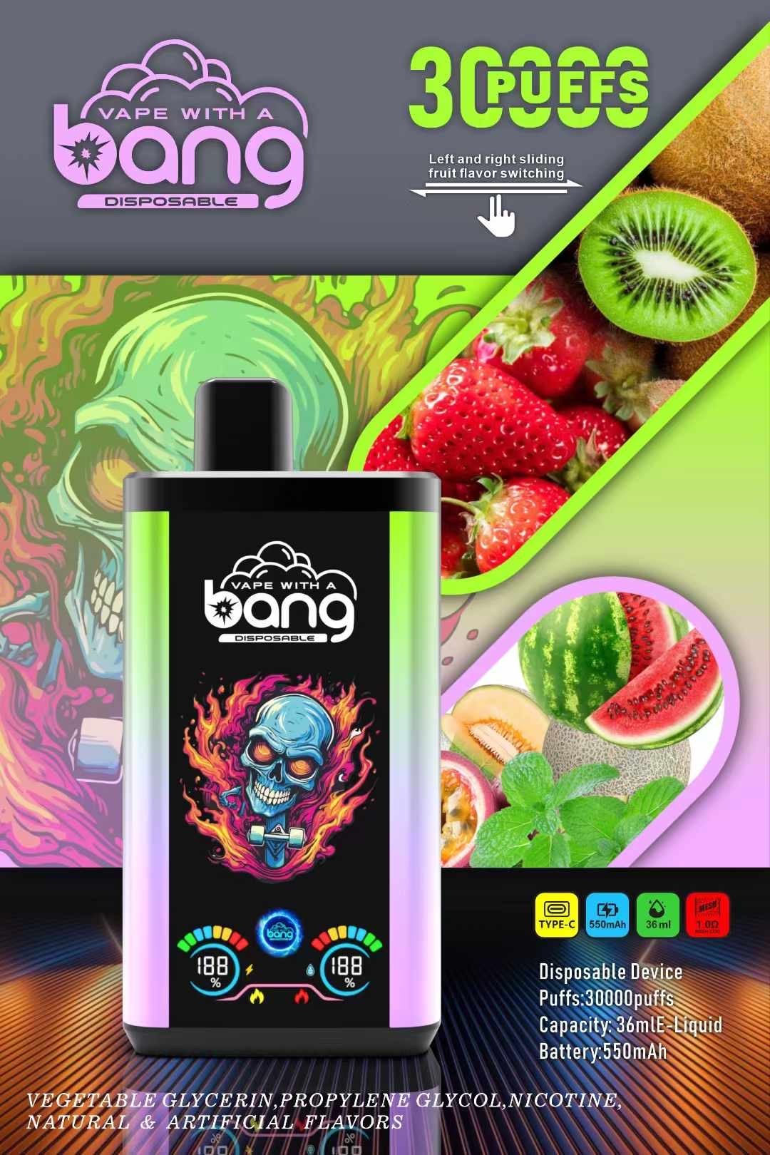 Original bang puff 30000 Shisha Vape Ecigs Factory Gorilla Vaporizer Large Screen Display