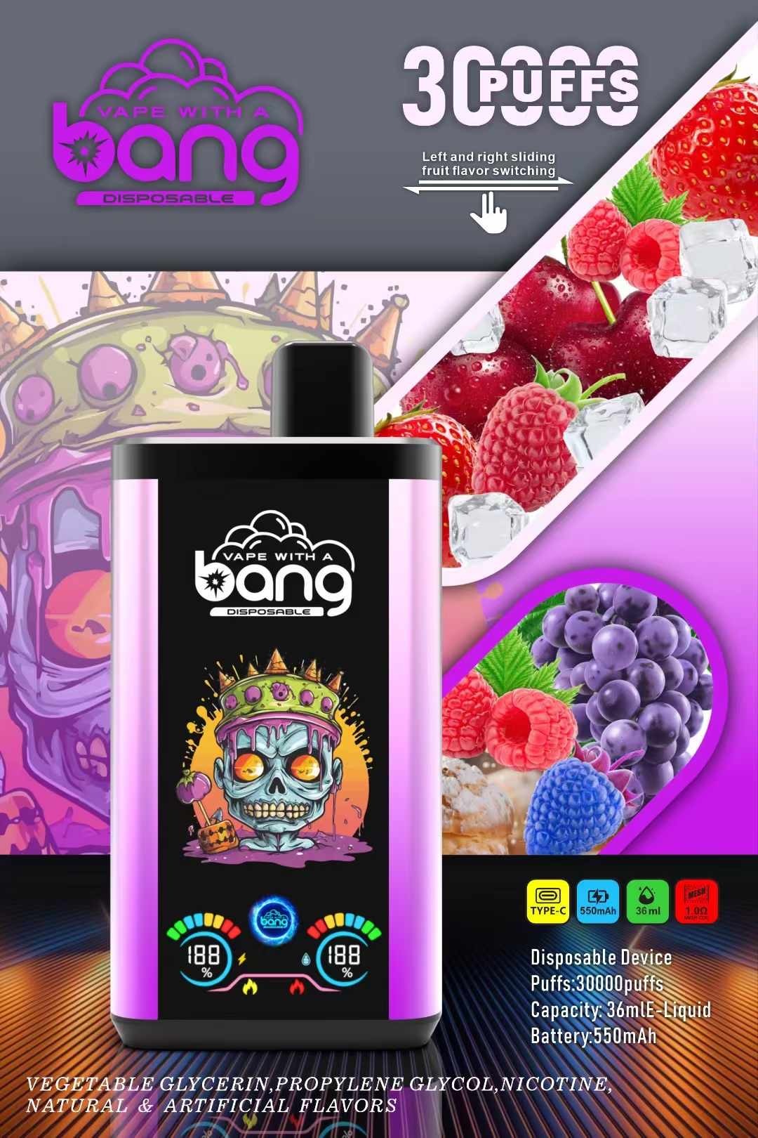 Original bang puff 30000 Shisha Vape Ecigs Factory Gorilla Vaporizer Large Screen Display
