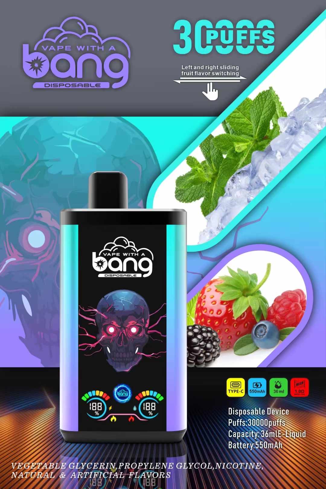 Original bang puff 30000 Shisha Vape Ecigs Factory Gorilla Vaporizer Large Screen Display