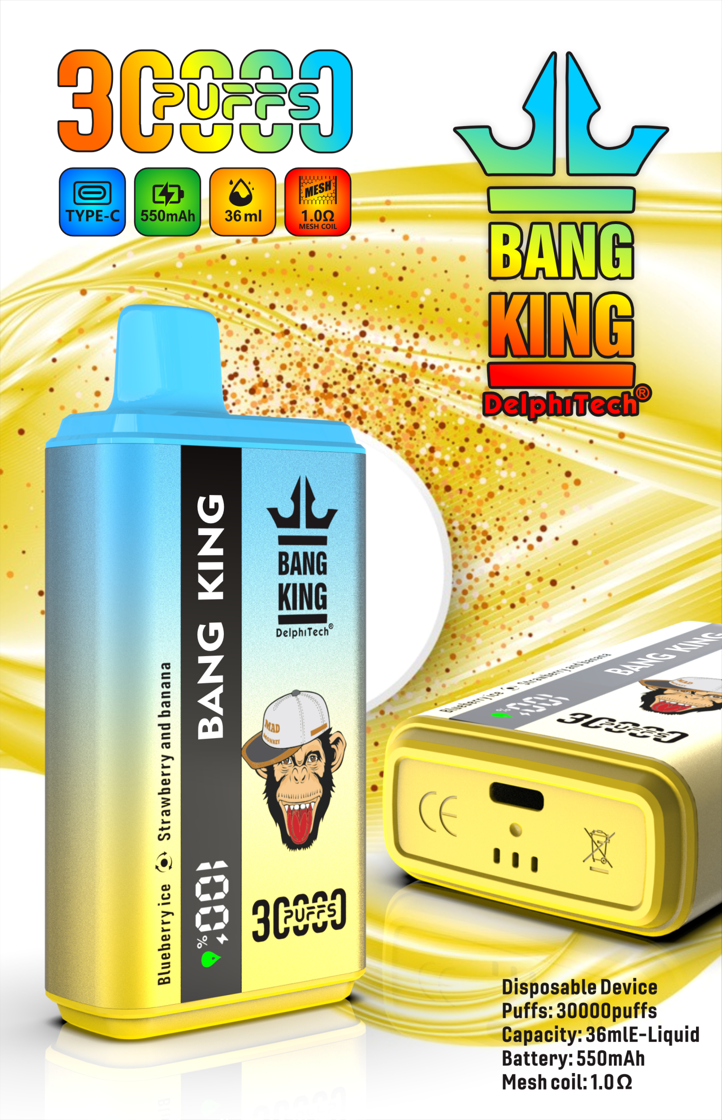 Bang King Vape 30000 30K Big Huge Pufs Vaper Desechable Germany Europe Price Smoke Wape Wholesale Rechargeable Disposable Puff Vapers Desechables Bang