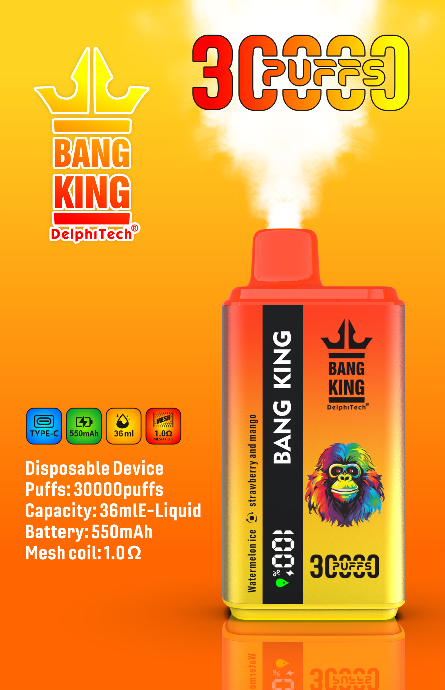 Bang King Vape 30000 30K Big Huge Pufs Vaper Desechable Germany Europe Price Smoke Wape Wholesale Rechargeable Disposable Puff Vapers Desechables Bang
