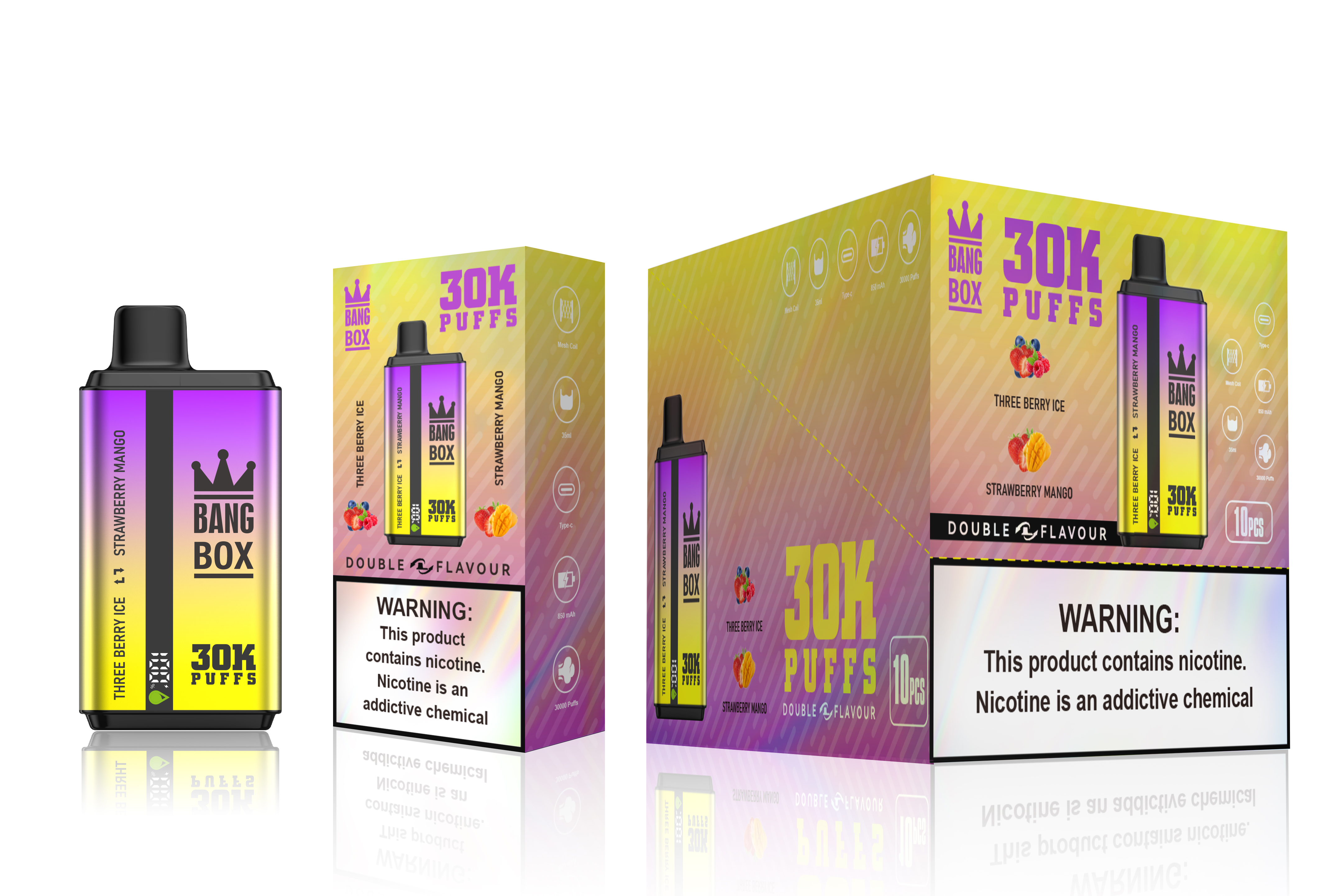 Original Bang box 30000 30k 36ml Preloaded 650mAh Rechargeable Pen 0%2%3%5% disposable Intelligent display 