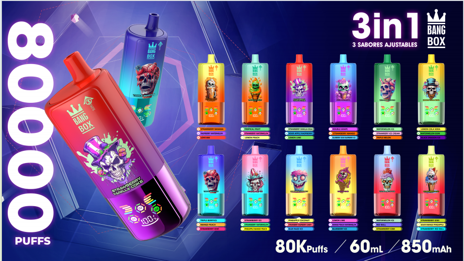 Bang box 80000 Puff Triple 3 in 1 Flavors Rechargeable Disposable Electronic Cigarette Multiple Fruit Flavors Vapor Smoke Vape Crystal Wape Sweet E Puff Tornado