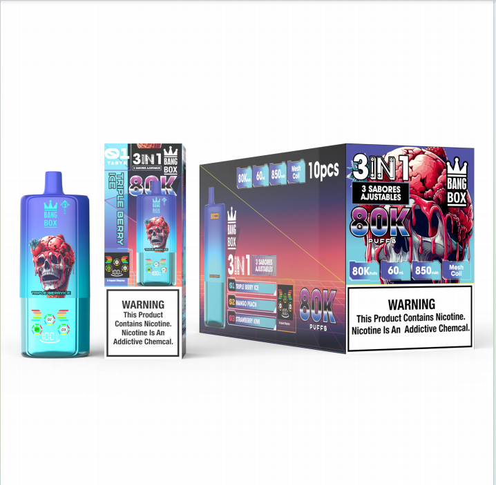 Bang box 80000 Puff Triple 3 in 1 Flavors Rechargeable Disposable Electronic Cigarette Multiple Fruit Flavors Vapor Smoke Vape Crystal Wape Sweet E Puff Tornado