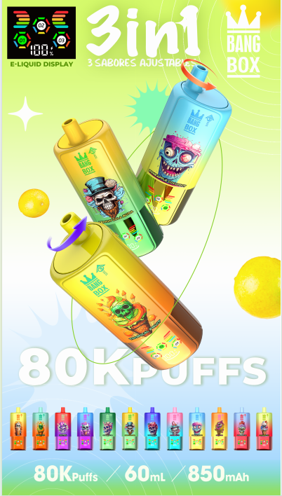 Bang box 80000 Puff Triple 3 in 1 Flavors Rechargeable Disposable Electronic Cigarette Multiple Fruit Flavors Vapor Smoke Vape Crystal Wape Sweet E Puff Tornado