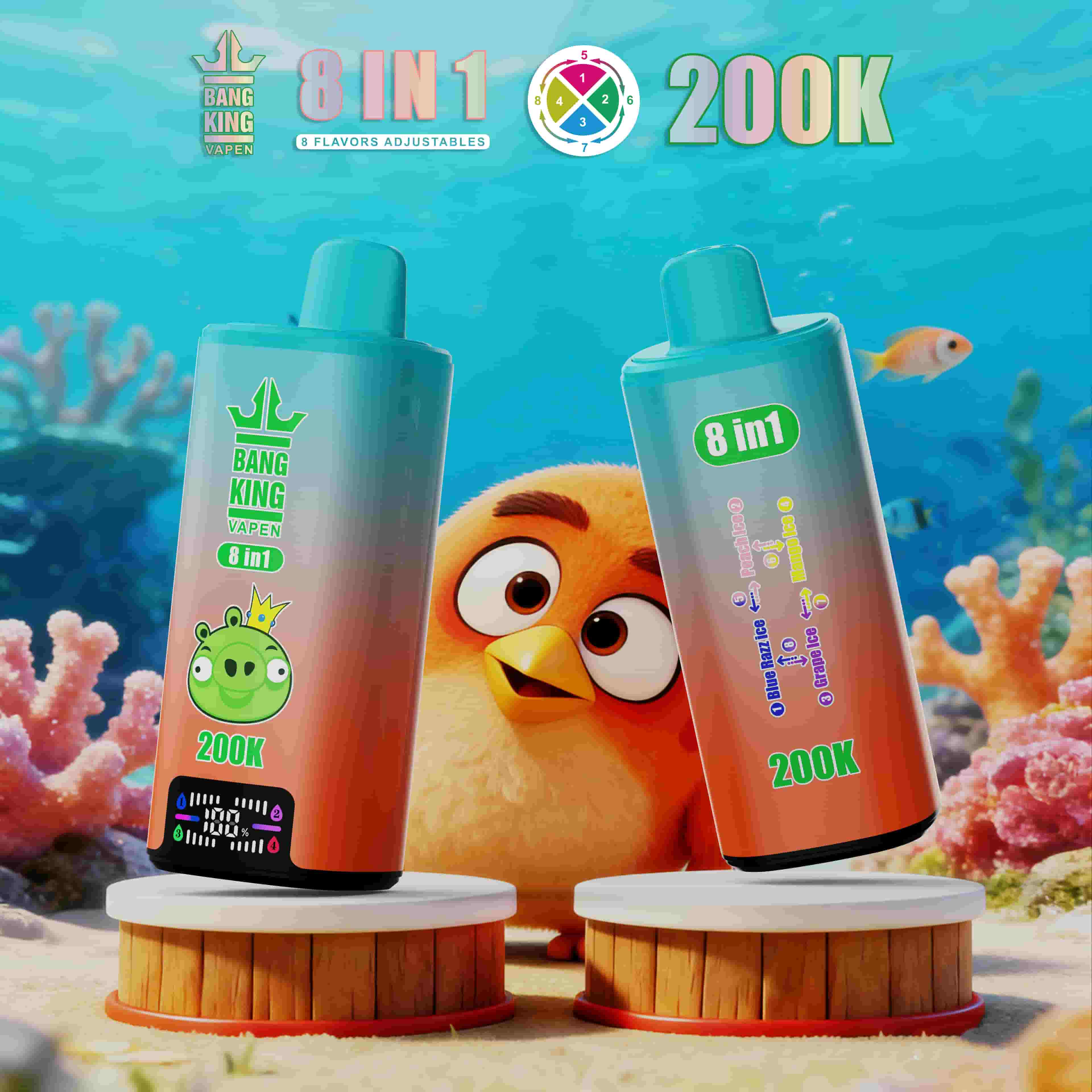 EU Warehouse Bang King 200K 8-in-1 Disposable Vape Disposable Vape Best Vape Disposable Vape 200K 300K Bang Ecigs Spain Germany Stock
