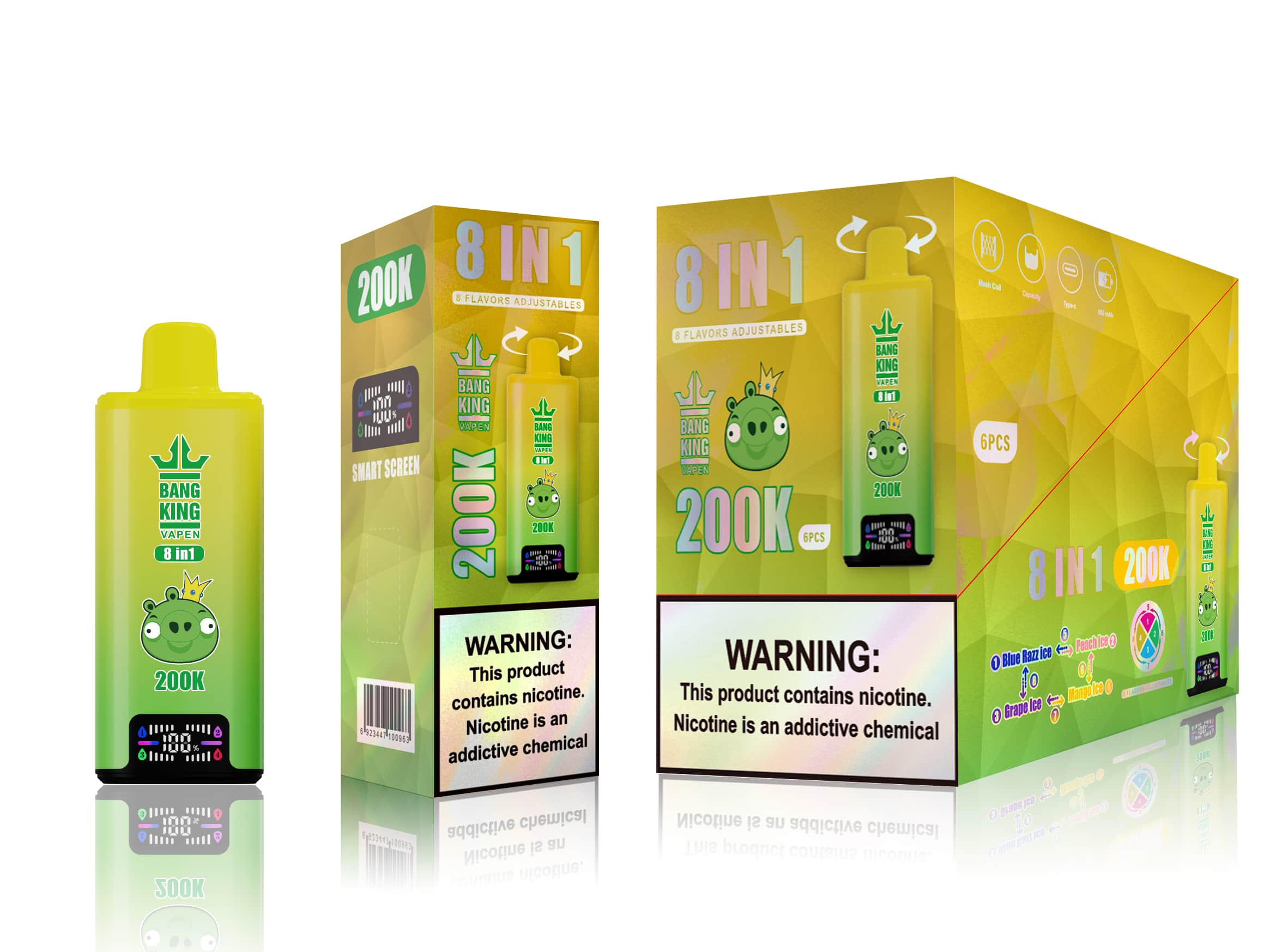 EU Warehouse Bang King 200K 8-in-1 Disposable Vape Disposable Vape Best Vape Disposable Vape 200K 300K Bang Ecigs Spain Germany Stock