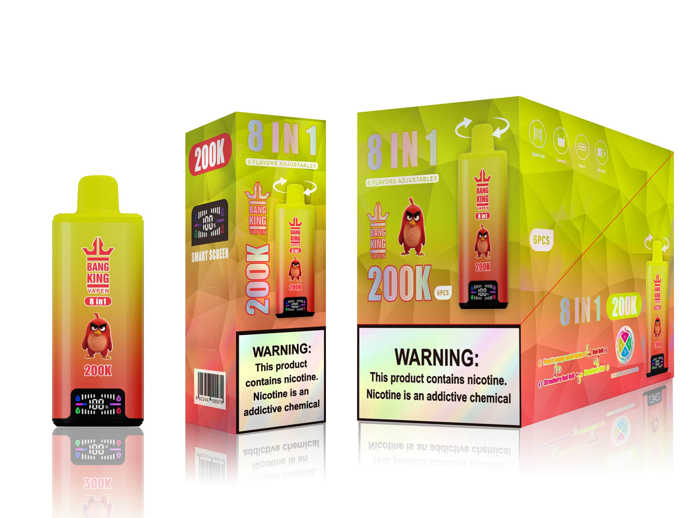 EU Warehouse Bang King 200K 8-in-1 Disposable Vape Disposable Vape Best Vape Disposable Vape 200K 300K Bang Ecigs Spain Germany Stock