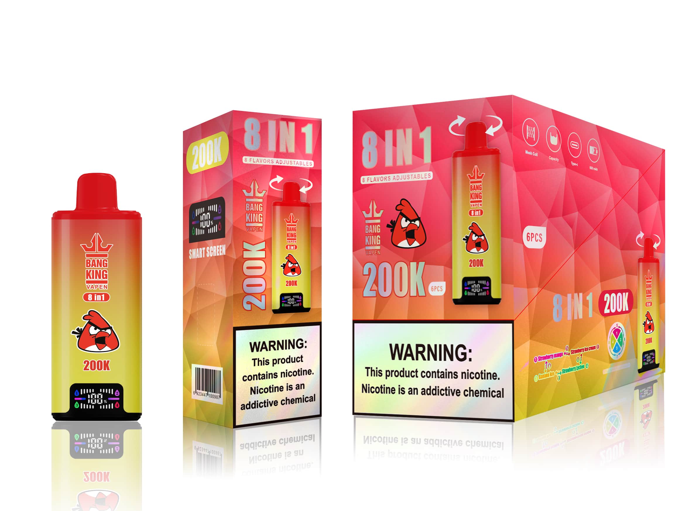 EU Warehouse Bang King 200K 8-in-1 Disposable Vape Disposable Vape Best Vape Disposable Vape 200K 300K Bang Ecigs Spain Germany Stock