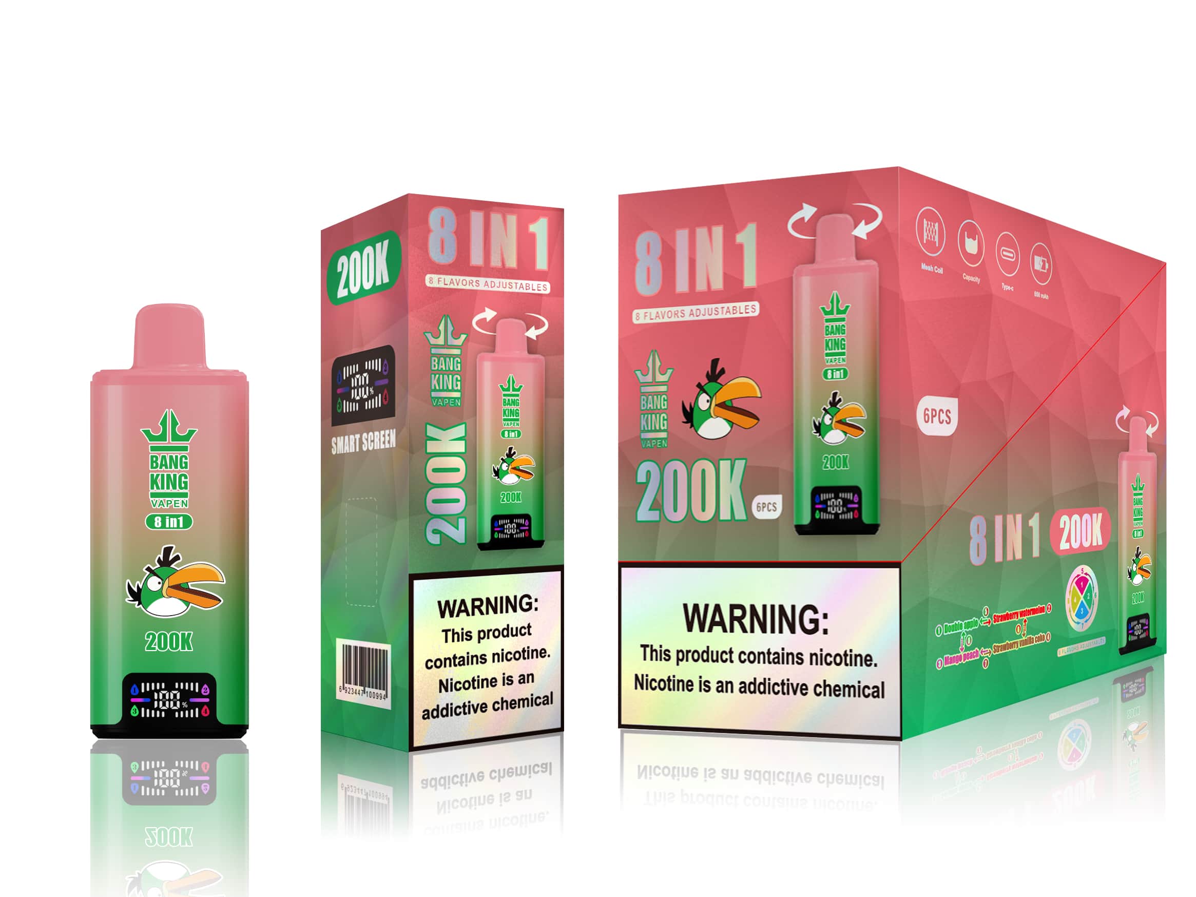 EU Warehouse Bang King 200K 8-in-1 Disposable Vape Disposable Vape Best Vape Disposable Vape 200K 300K Bang Ecigs Spain Germany Stock
