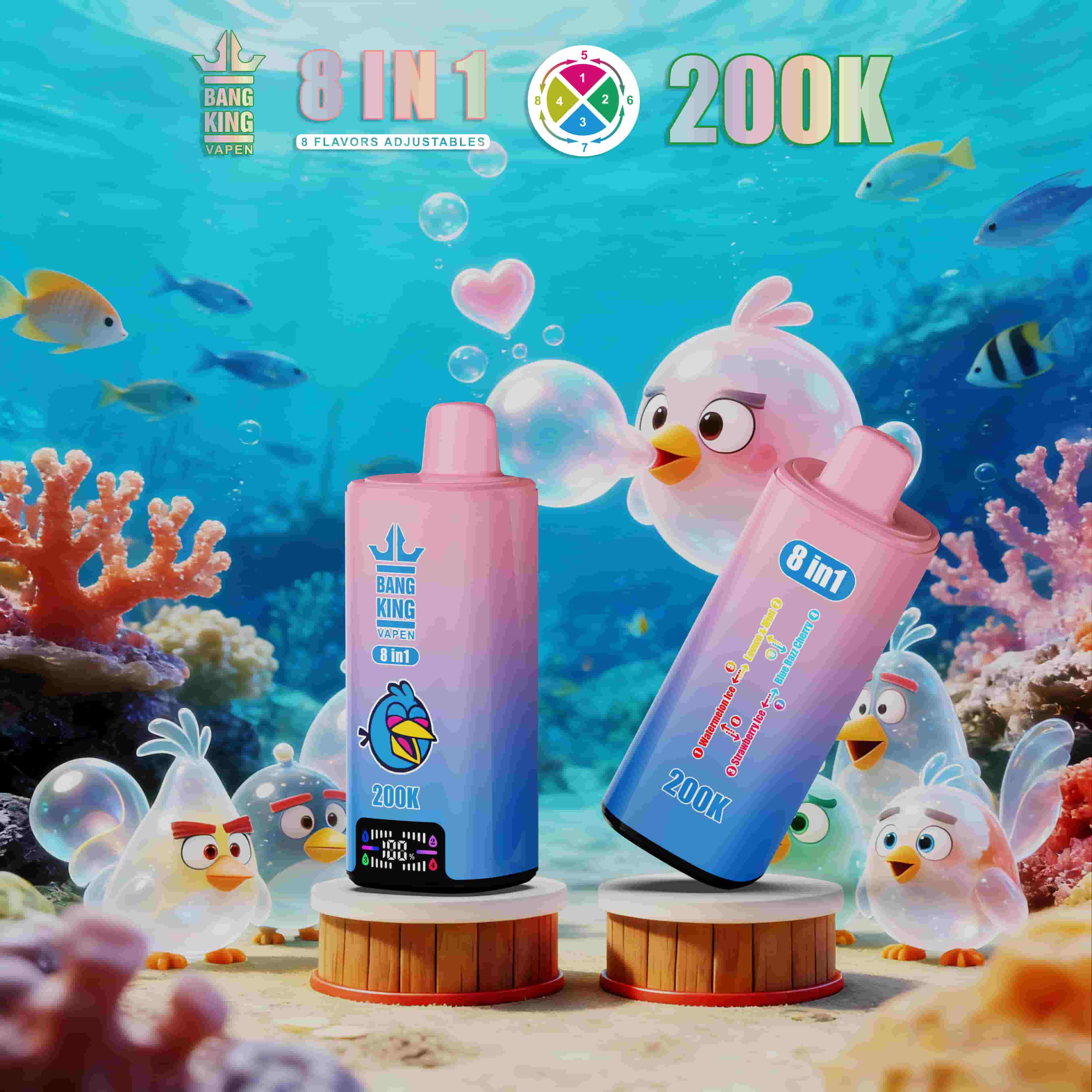 EU Warehouse Bang King 200K 8-in-1 Disposable Vape Disposable Vape Best Vape Disposable Vape 200K 300K Bang Ecigs Spain Germany Stock