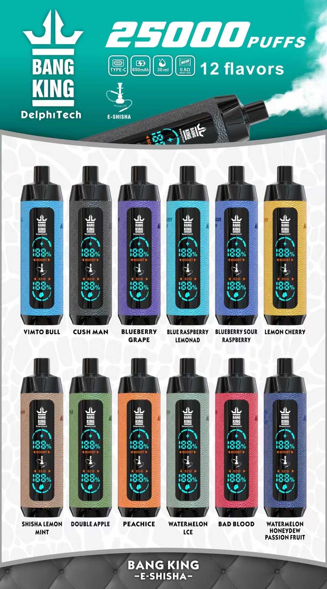 Original Band King 25000 Puffs Disposable Vape 25K Vape Shisha Pen Disposable Electronic Cigarette